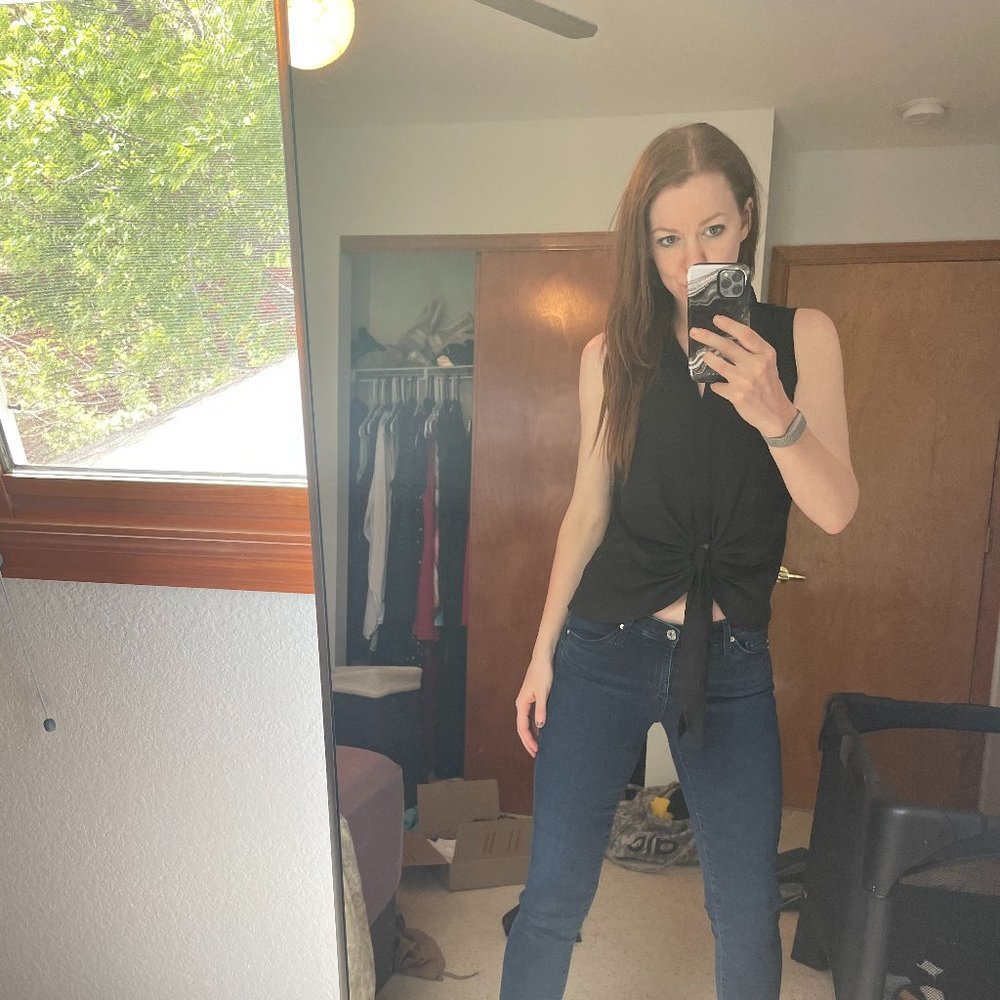 Express BasicBlack Tie Closure Tank